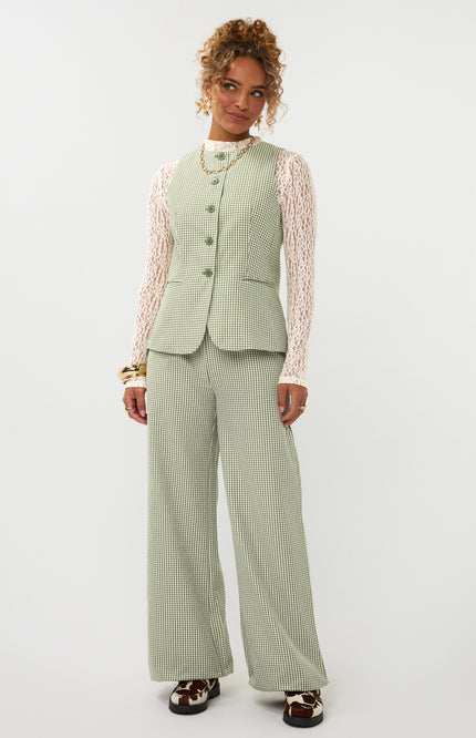 Ydence Gilet Jette Green Check Stretchshop.nl