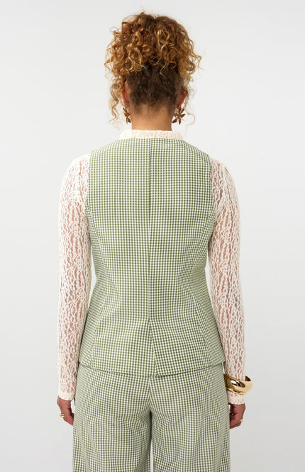 Ydence Gilet Jette Green Check Stretchshop.nl