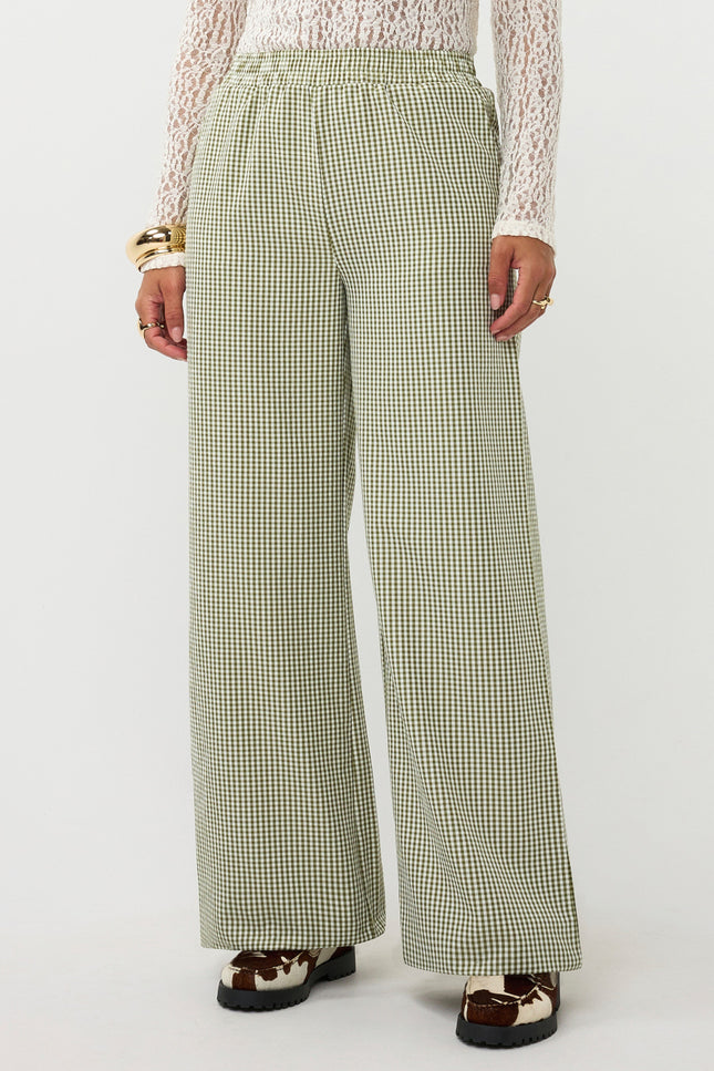Ydence Broek Celeste Green Check Tall Stretchshop.nl