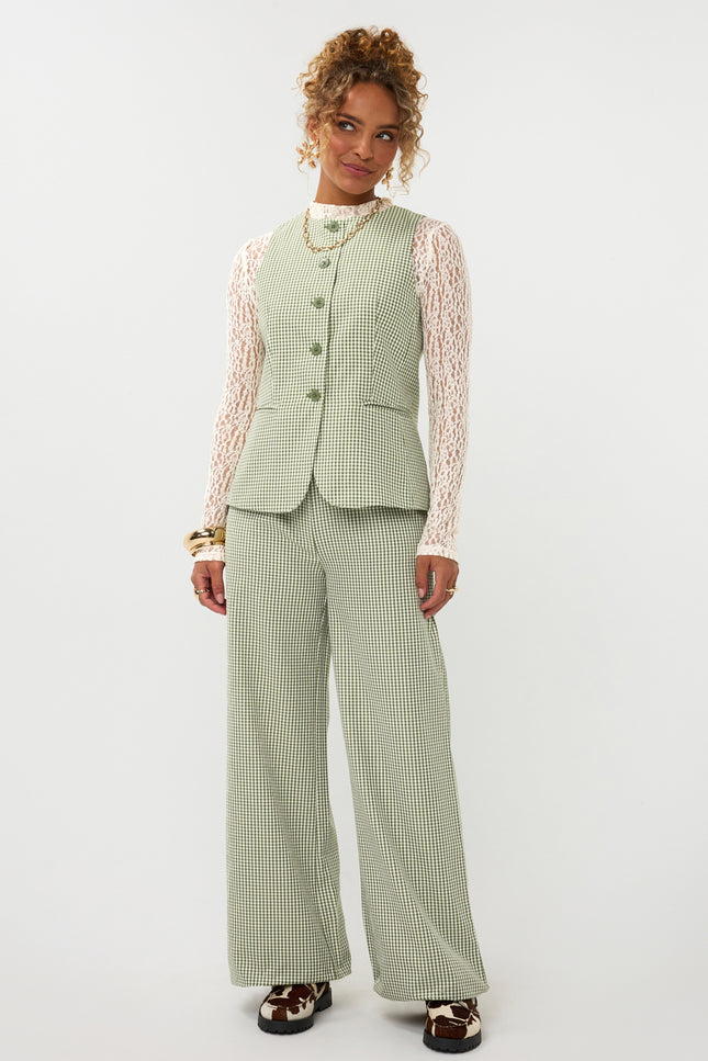 Ydence Broek Celeste Green Check Stretchshop.nl