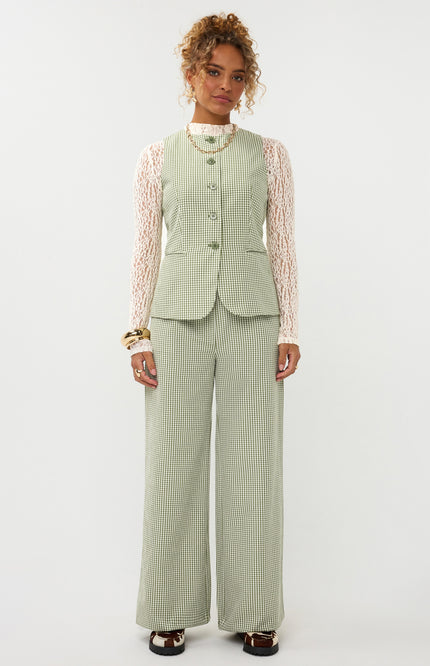 Ydence Broek Celeste Green Check Tall Stretchshop.nl