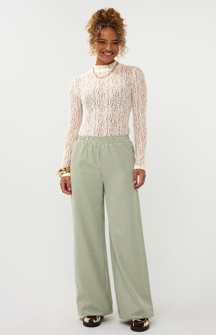 Ydence Broek Celeste Green Check Tall Stretchshop.nl