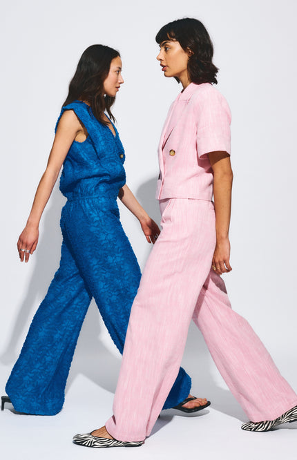 POM Amsterdam Broek Ocean Blue Jacquard SP9566 Stretchshop.nl