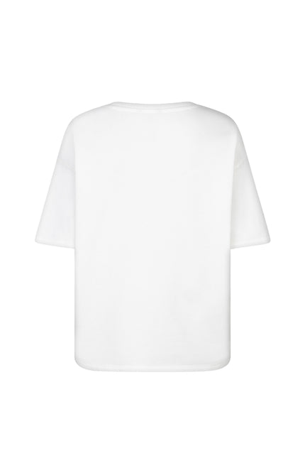EsQualo T-shirt French Terry Offwhite Red HS26.05215 Stretchshop.nl