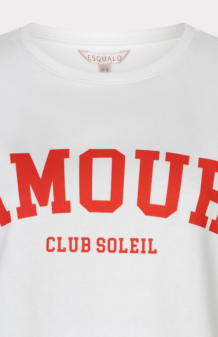 EsQualo T-shirt French Terry Offwhite Red HS26.05215 Stretchshop.nl