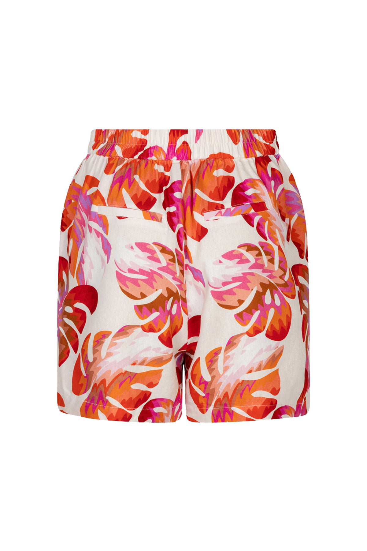 EsQualo Short Wonders Print HS26.10208 met kleurrijk geometrisch patroon, zichtbaar in de afbeelding.