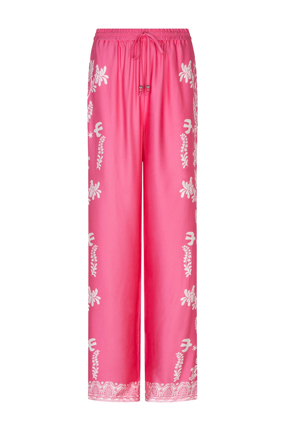 EsQualo Paradise Print broek met bloemenmotief en elastische taille, geschikt voor casual draagstijl.