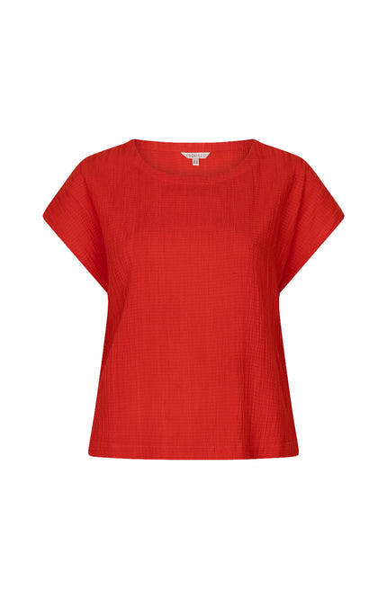 EsQualo Top Fancy Crinkle Red HS26.10234 Stretchshop.nl