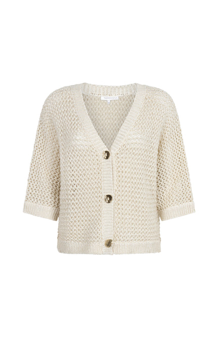 Tramontana Vest V-Neck Crochet Stone C02-20-701 3 Stretchshop.nl