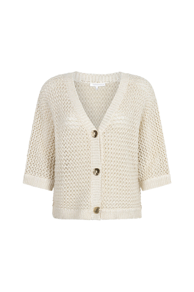 Tramontana Vest V-Neck Crochet Stone C02-20-701 3 Stretchshop.nl