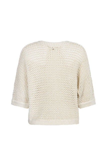 Tramontana Vest V-Neck Crochet Stone C02-20-701 3 Stretchshop.nl