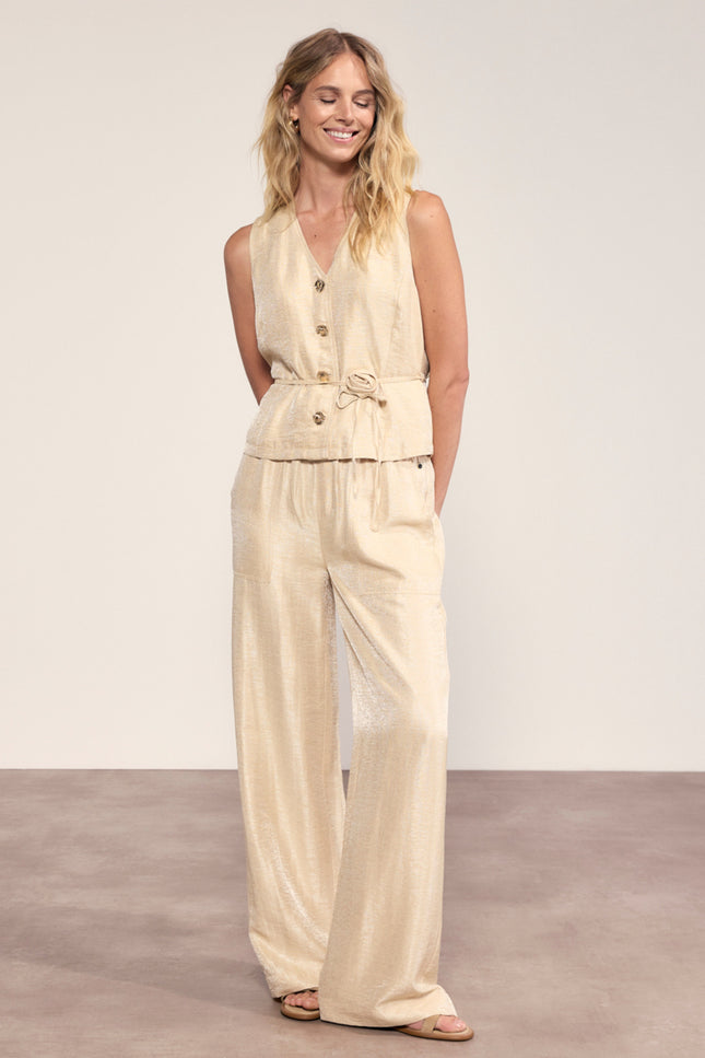 Tramontana Gilet Shimmer Flower Belt Pebble C06-20-802 3 Stretchshop.nl