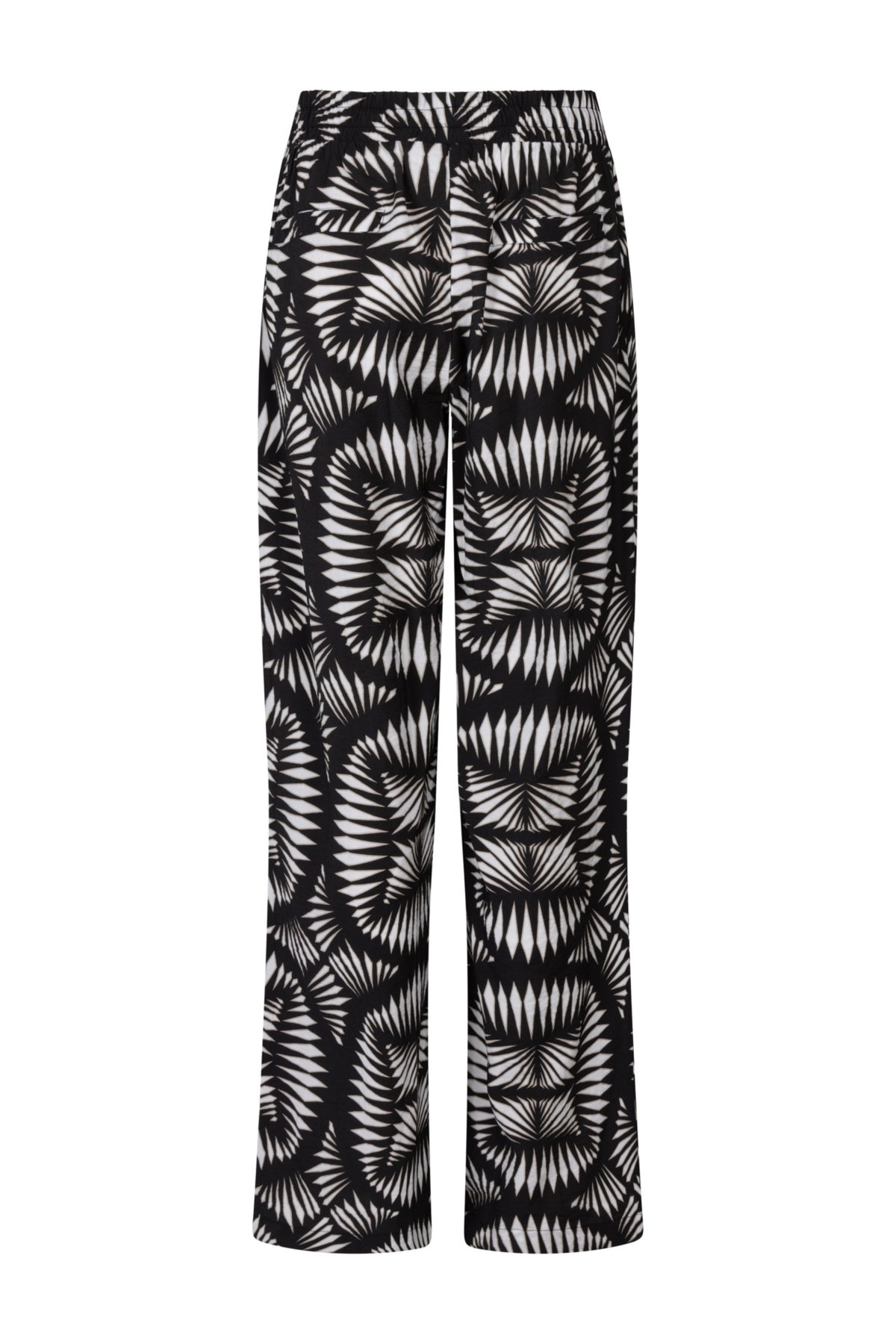 Zoso Juul Black Sand broek, casual damesmodel met elastische tailleband en rechte pasvorm, op een witte achtergrond.
