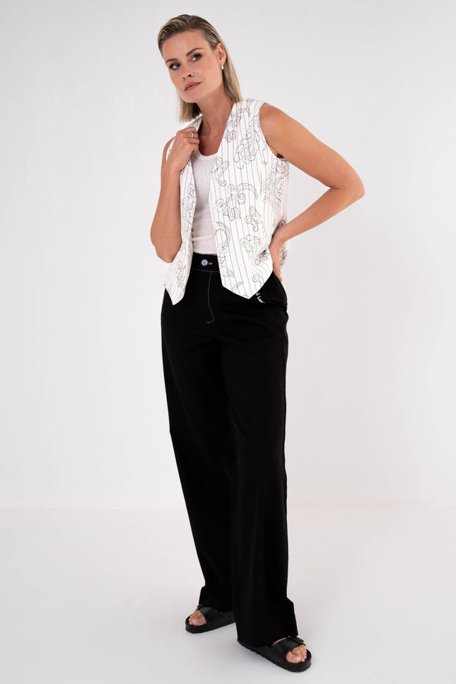 Zizo Gilet Adore Black Paisley Stretchshop.nl