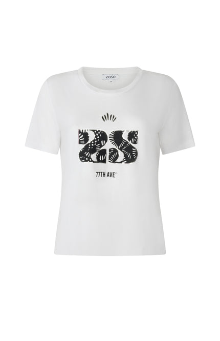 Zoso T-Shirt Jolie White Black 263 Stretchshop.nl
