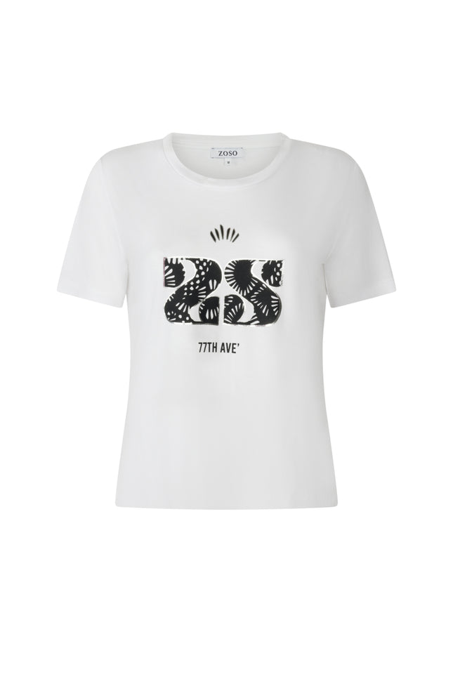 Zoso T-Shirt Jolie White Black 263 Stretchshop.nl