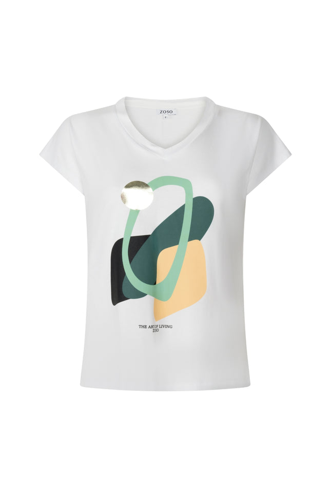 Zoso T-Shirt Romy White Multi 263 Stretchshop.nl