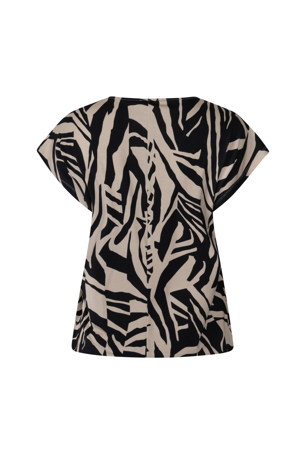 Zoso Top Roos Black Sand 263, zwart top met bloemenprint en verstelbare bandjes, gedragen door een model.