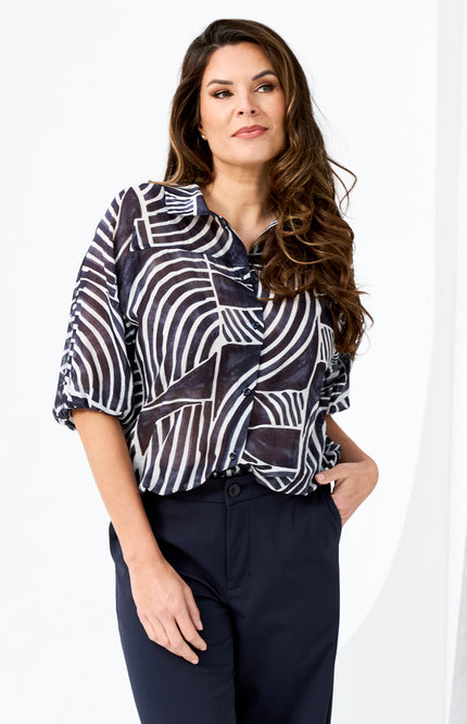Zoso Blouse Coline Navy 262 Stretchshop.nl