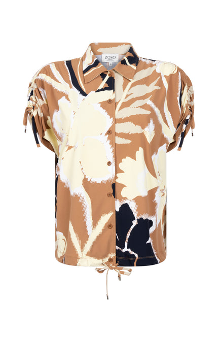 Zoso Travel Blouse Georgina Summer Camel Yellow 262 Stretchshop.nl
