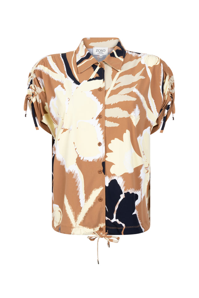 Zoso Travel Blouse Georgina Summer Camel Yellow 262 Stretchshop.nl