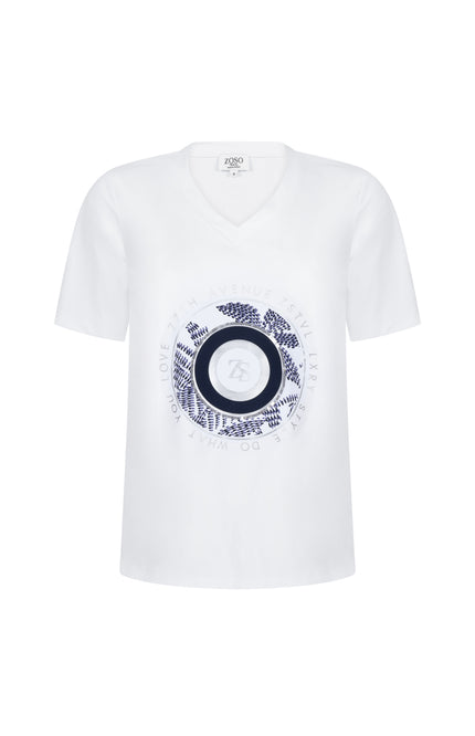 Zoso Travel T-Shirt Jessy White Navy 262 Stretchshop.nl