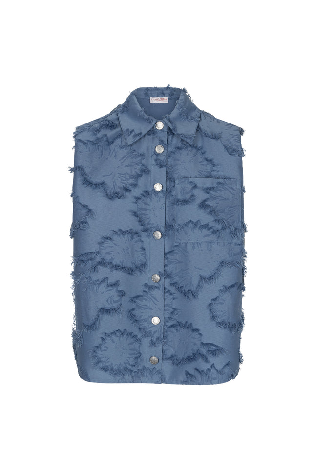 Studio Amaya Blouse Storm Blue Stretchshop.nl