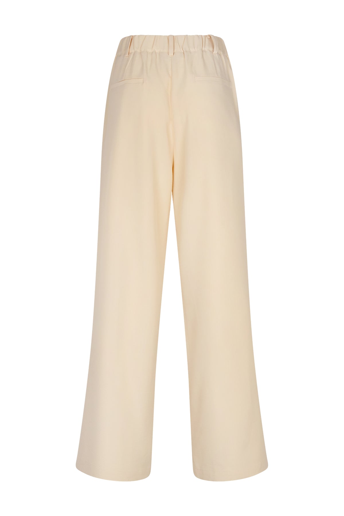 Beige Jackie broek van Studio Amaya met rechte snit en comfortabele pasvorm, zichtbaar op de afbeelding.