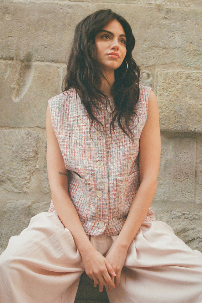 Studio Amaya Gilet Coco Multi Print Stretchshop.nl