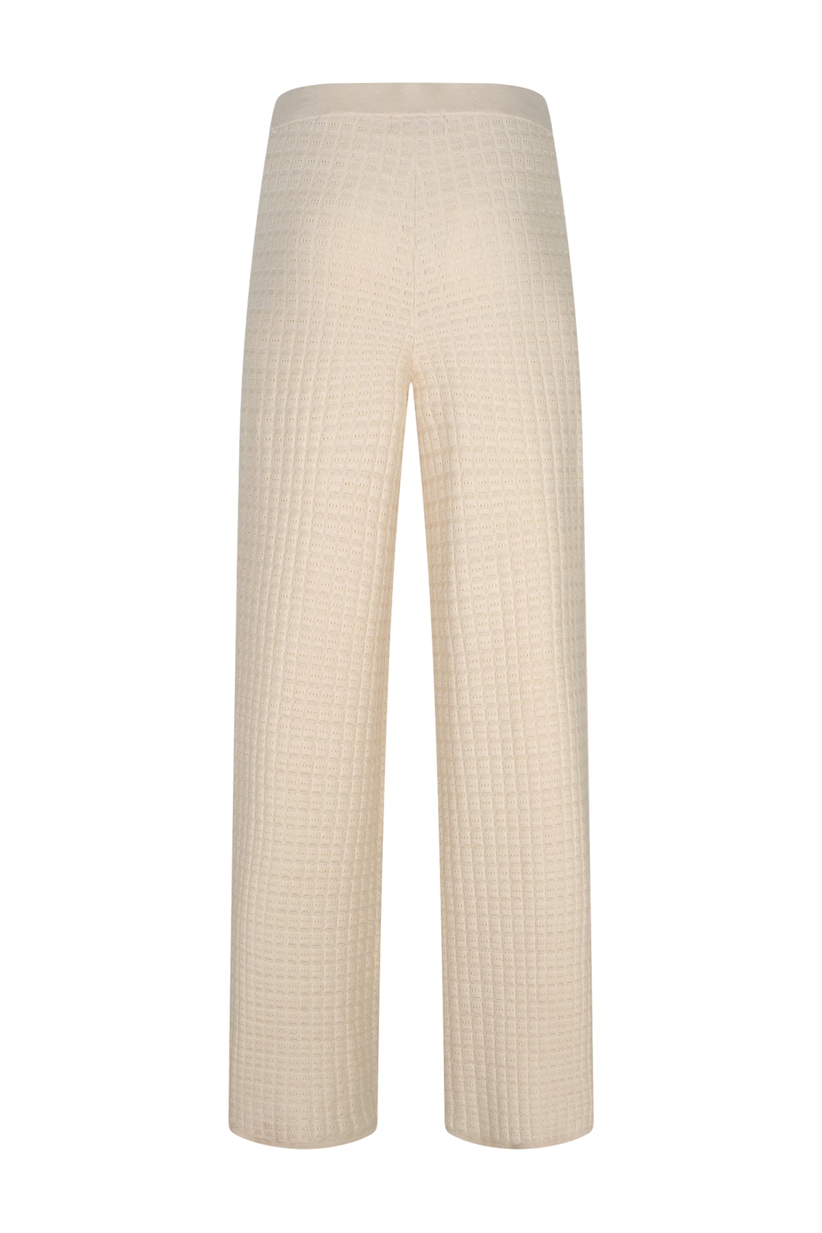 Lichte beige broek van Studio Amaya, model Kensie, met een casual pasvorm en elastische tailleband.