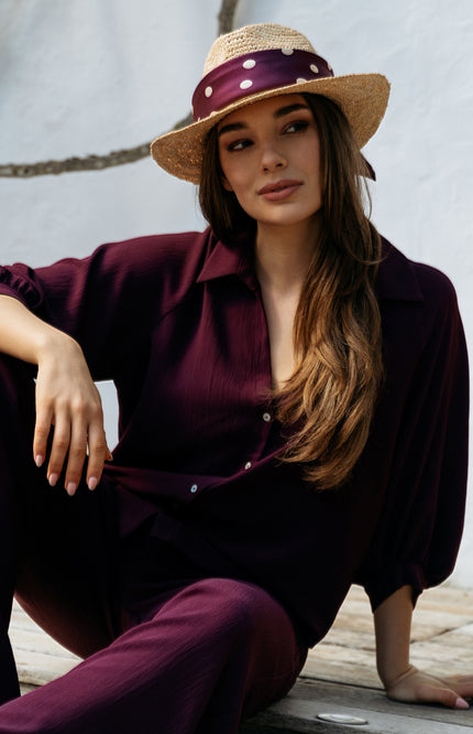 &Co woman Blouse Marijke Plum BL436 Stretchshop.nl