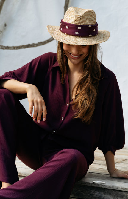 &Co woman Blouse Marijke Plum BL436 Stretchshop.nl