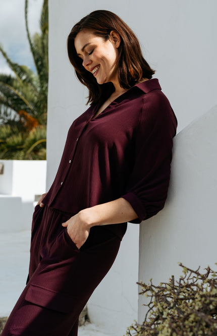 &Co woman Blouse Marijke Plum BL436 Stretchshop.nl