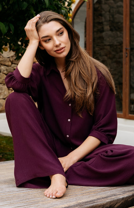&Co woman Blouse Marijke Plum BL436 Stretchshop.nl