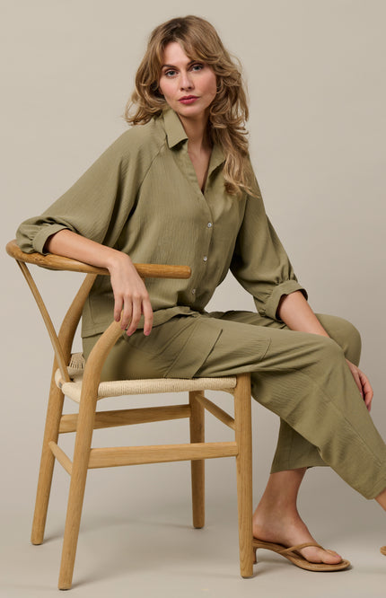 &Co woman Blouse Marijke Khaki BL436 Stretchshop.nl