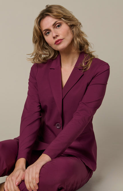 &Co woman Travel Blazer Phileine Plum BZ110-2 Stretchshop.nl