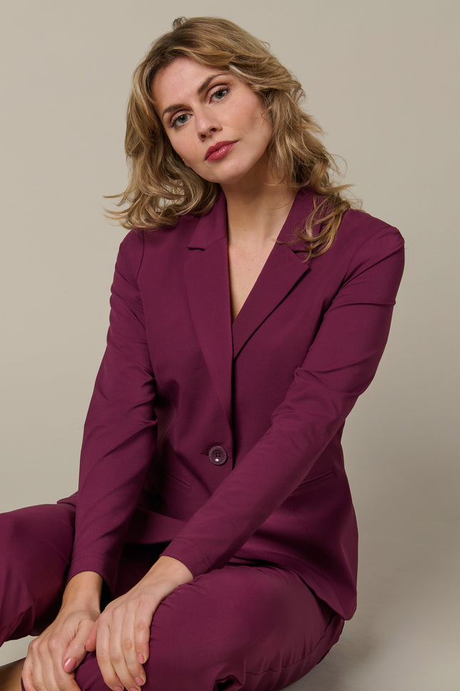 &Co woman Travel Blazer Phileine Plum BZ110-2 Stretchshop.nl