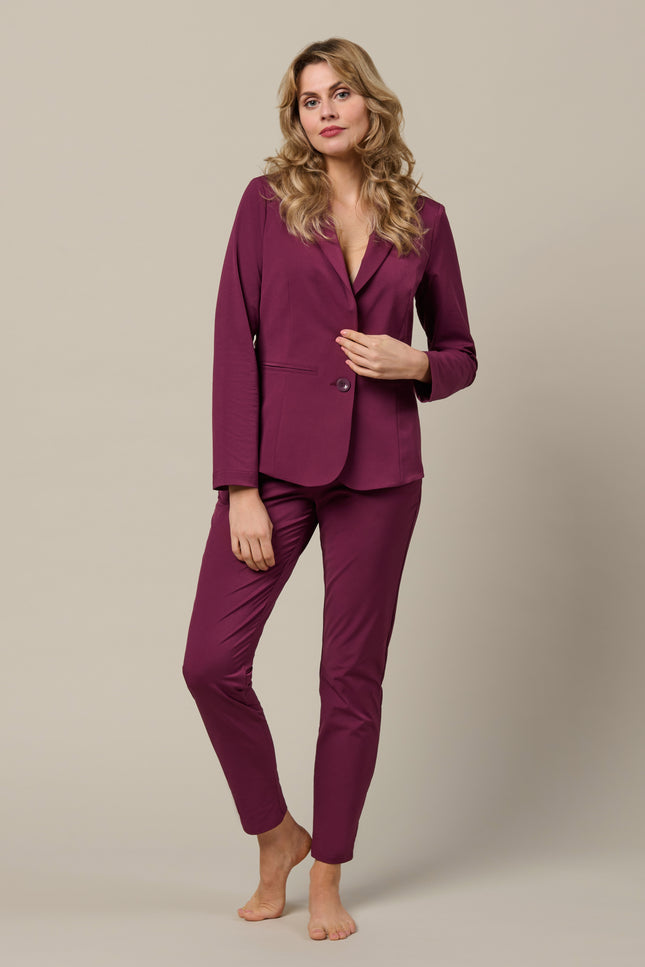 &Co woman Travel Blazer Phileine Plum BZ110-2 Stretchshop.nl