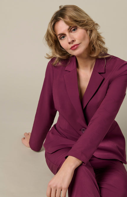&Co woman Travel Blazer Phileine Plum BZ110-2 Stretchshop.nl