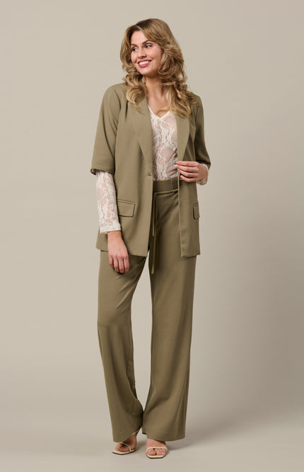 &Co woman Blazer Gina Khaki BZ182 Stretchshop.nl