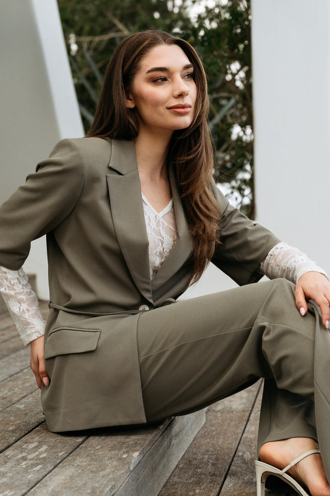 &Co woman Blazer Gina Khaki BZ182 Stretchshop.nl