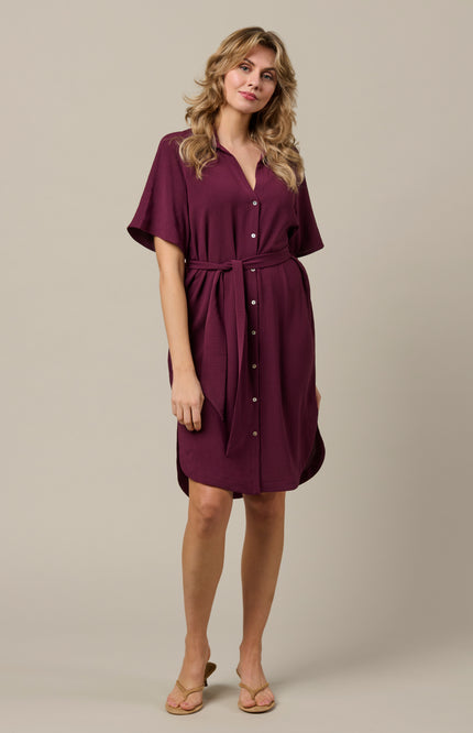 &Co woman Jurk Margo Plum DR303 Stretchshop.nl