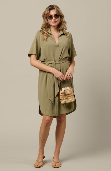 &Co woman Jurk Margo Khaki DR303 Stretchshop.nl