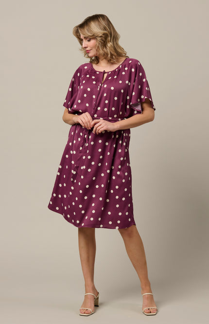 &Co woman Jurk Axelle Dot Plum Multi DR304 Stretchshop.nl