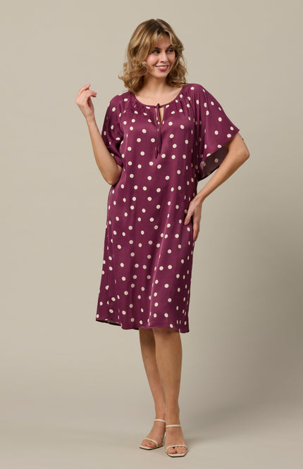 &Co woman Jurk Axelle Dot Plum Multi DR304 Stretchshop.nl
