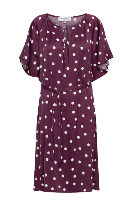 &Co woman Jurk Axelle Dot Plum Multi DR304 Stretchshop.nl