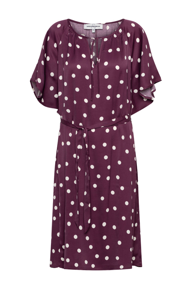 &Co woman Jurk Axelle Dot Plum Multi DR304 Stretchshop.nl