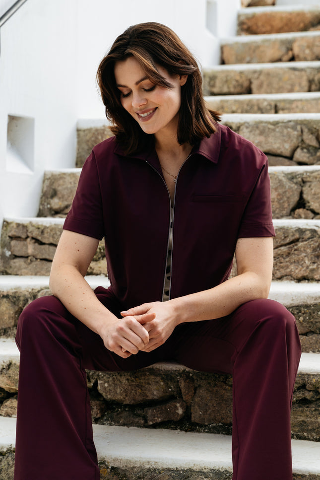 &Co woman Travel Blouse Peike Plum JA158 Stretchshop.nl