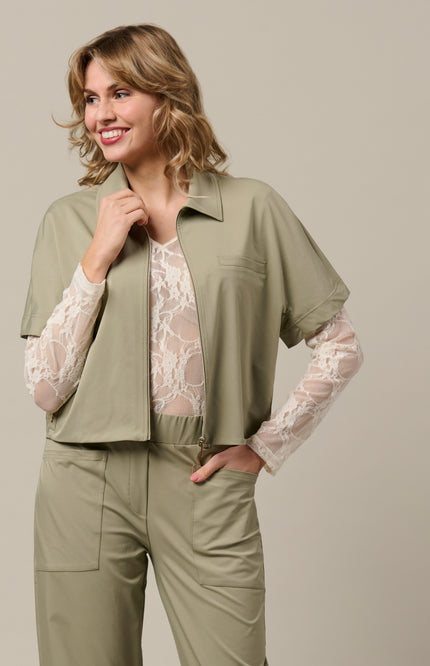 &Co woman Travel Blouse Peike Khaki JA158 Stretchshop.nl