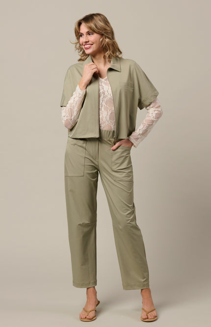 &Co woman Travel Blouse Peike Khaki JA158 Stretchshop.nl